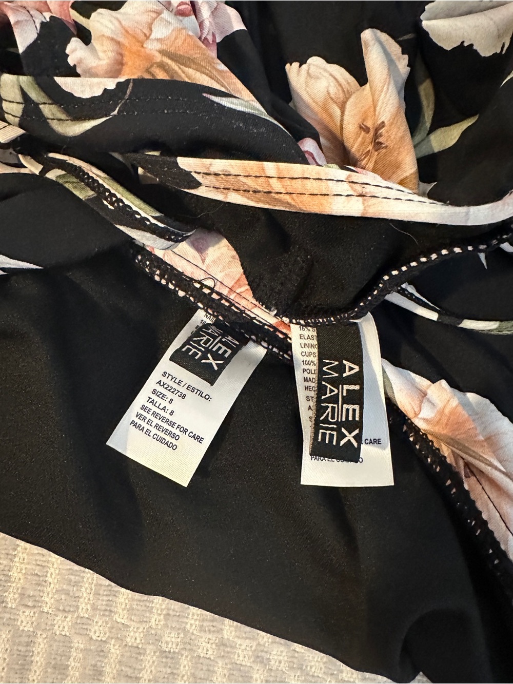 Alex Marie Estilo Floral Black Swim Skirt and Tankini Top Set - Picture 7 of 7
